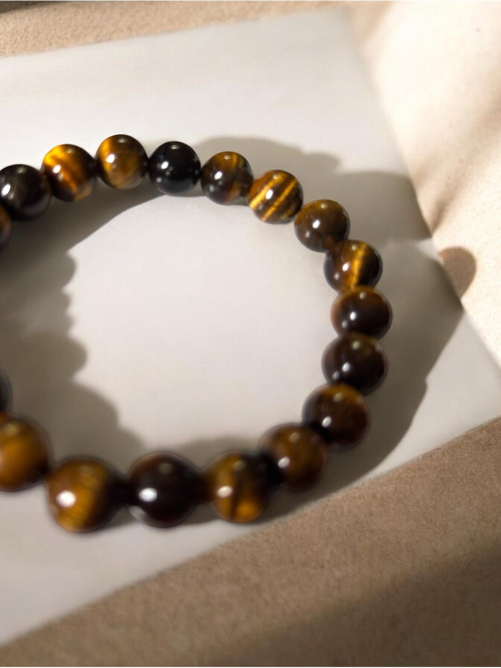 Tiger Eye 10mm Beaded Stretch Bracelet - Golden Brown
